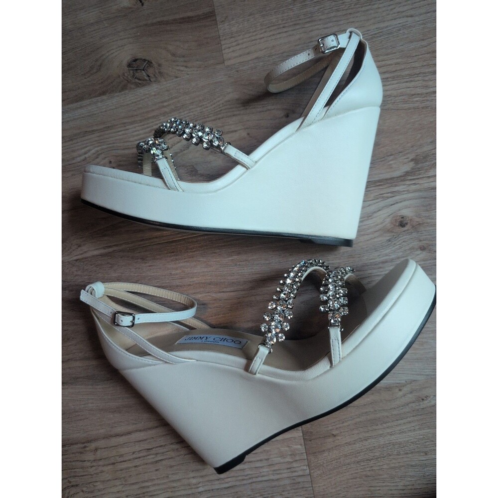 Jimmy Choo Bing Wedge 120 Heels Womens EU 40 Off White Latte - Picture 10 of 15
